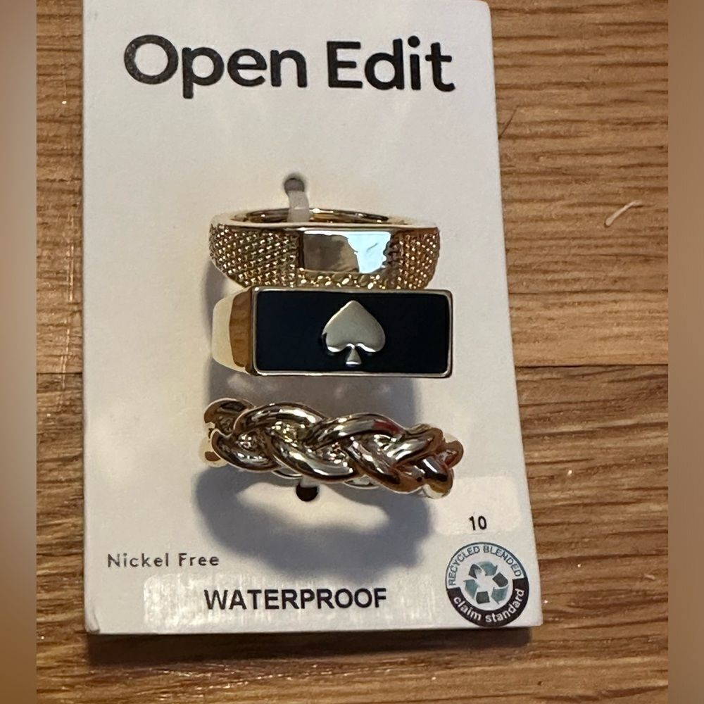 Open Edit men's gold rings spade size 10 11